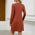 thumbnail image 5 of Guieoi Dress for Women Clearance under $10.00 Plus Size Women's Solid Long Sleeve Pullover Round Neck Dress Red Black*Friday/Cyber*Monday Clearance, 5 of 5