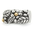 thumbnail image 3 of Sterling Silver w/14k Antiqued Leaves & Flowers Band, 3 of 5