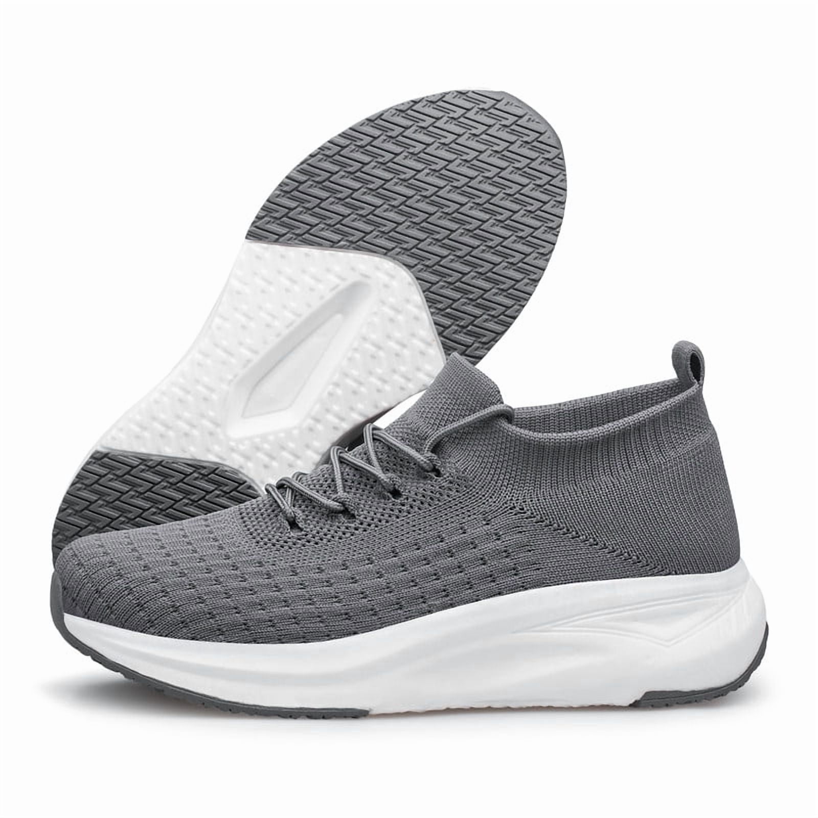 vibdiv Mens Walking Shoes Non Slip Running Shoes Slip on Lightweight Breathable Sock Shoes Athletic Workout Gym Sneakers Grey Size 10