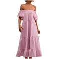 thumbnail image 1 of Robes d'Été pour Femmes Mode Plage Robes d'Été Décontractées Manches Courtes Vacances Plage Poches Longue Robe, 1 of 4
