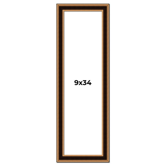 9x34 Frame Gold Brown Plein Air Vintage Solid Wood Picture Frame | 1.75 Inches Moulding Width |