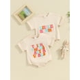 thumbnail image 7 of Jxzom Newborn Baby Boy Girl Easter Outfit 0 3 6 12 18 Months Fuzzy Letter Embroidery Romper Short Sleeve Crewneck Sweatshirt Bodysuit, 7 of 7