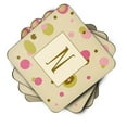 thumbnail image 2 of Letter N Initial Monogram - Tan Dots Foam Coaster Set of 4, 2 of 3