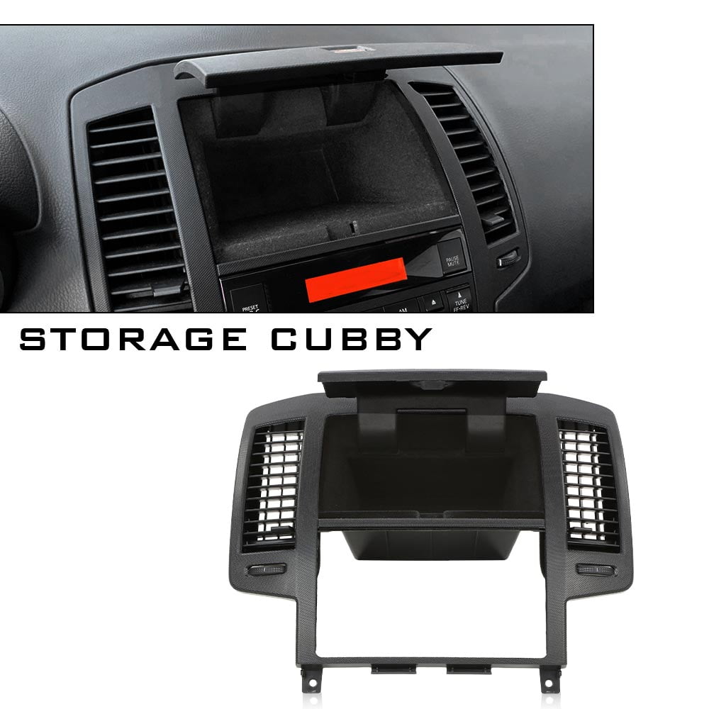 PIT66 Center Dash Radio Bezel Storage Cubby Vents Black Fit for 2005 2006 Nissan Altima