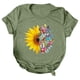 thumbnail image 1 of Gibobby Playera de Manga Corta con Cuello Redondo Mujeres Casual Girasol Impresión Mangas Cuello Redondo Camiseta Suelta Blusa Tops(Verde,XL), 1 of 4
