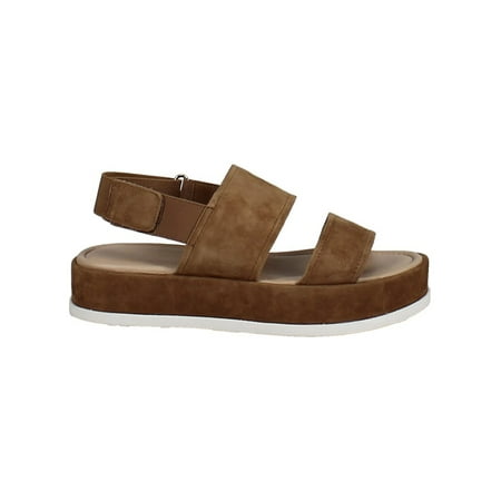 

VIA SPIGA Womens Brown Goring Cushioned Gabourey Round Toe Platform Suede Sandals Shoes 7.5 M
