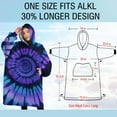 thumbnail image 4 of Oversized Wearable Blanket Hoodie,Blue Purple Tie Dye Mandala Pattern Sherpa Blanket Hoodie with Super Pockets,Super Warm Fuzzy Pullover for Women & Men, 4 of 6