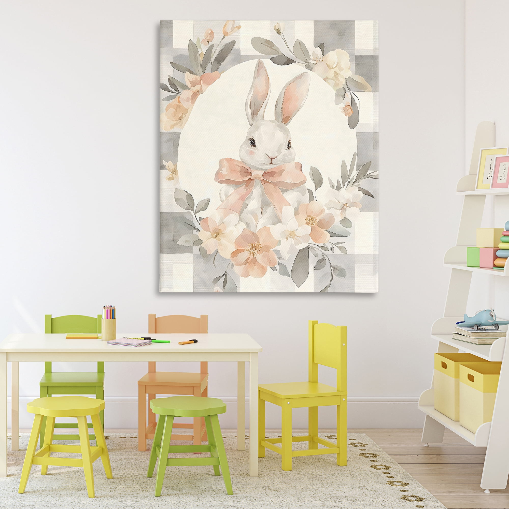 Stupell Industries Adorable Bunny in Wreath Canvas Wall Art, design by Creative Studio