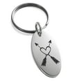 thumbnail image 1 of Stainless Steel Heart + Arrows Engraved Small Oval Charm Keychain Keyring, 1 of 1