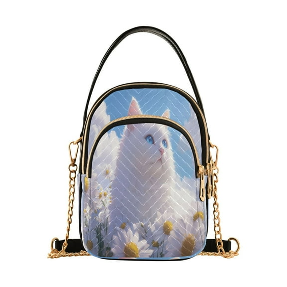 YAZAOO Cross Body Fashion Shoulder Waist Purse Bags Cat Among Daisies and Clouds Pocket Handbags