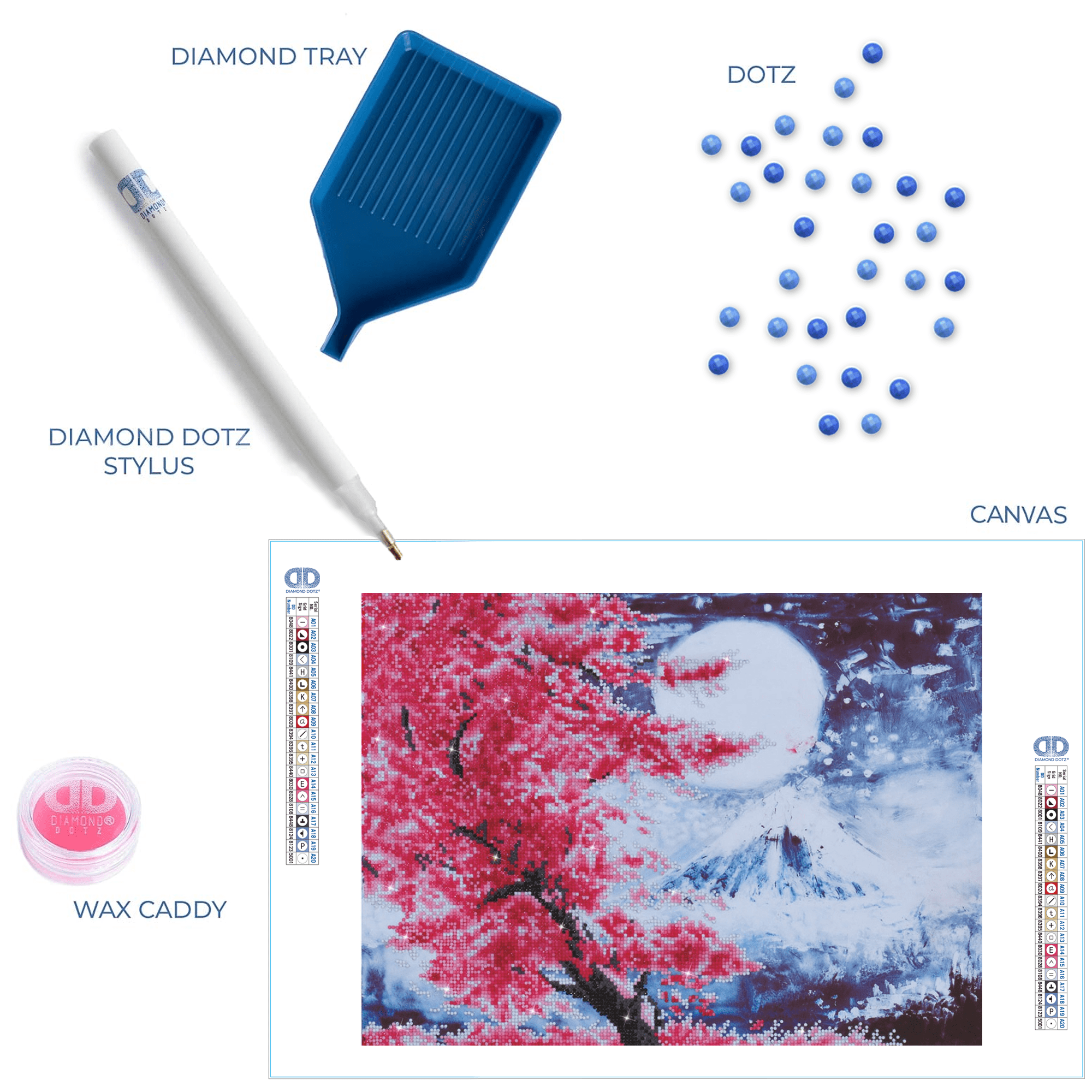 Diamond Dotz Cherry Blossom Mountain Floral Diamond Painting Kits for Adults - Diamond Art Kits a Relaxing Creative Craft Kit with Dotz Gems 20.5x15