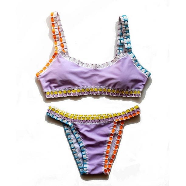 WILLBEST Traje de Baño de Manga Larga Para Mujer, Conjunto de Tankini Para Playa, Traje de Baño de Punto, Traje de Baño Separado de Verano Con Sombrero A Juego, Traje de Baño Informal