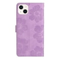 thumbnail image 6 of SaniMore Case for iPhone 14 Plus 6.7" 2022, [Card Slots + Cash Pocket + Removeable Wrist Strap] PU Leather Embossed Flower Flip Kickstand 360° All-around Protective Wallet Shell, Purple, 6 of 11
