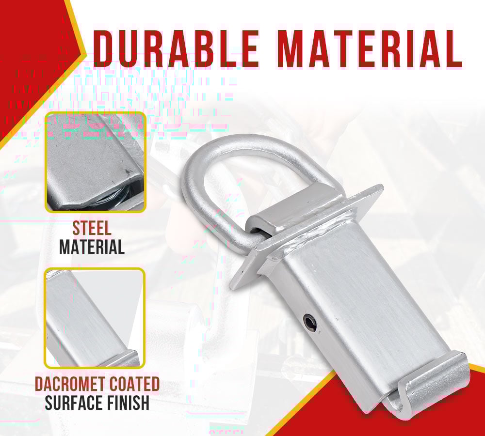 thumbnail image 2 of 4 Pack Heavy Duty Adjustable Trailer Stake Pocket w/ Outward Protruding Design - 5/8 Inch Forged D Ring Load Limit 5400 lbs | Stake Pocket D-Ring, 2 of 9