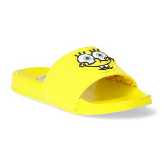 SpongeBob SquarePants Little and Big Boys Slide Sandals, Sizes 11-5