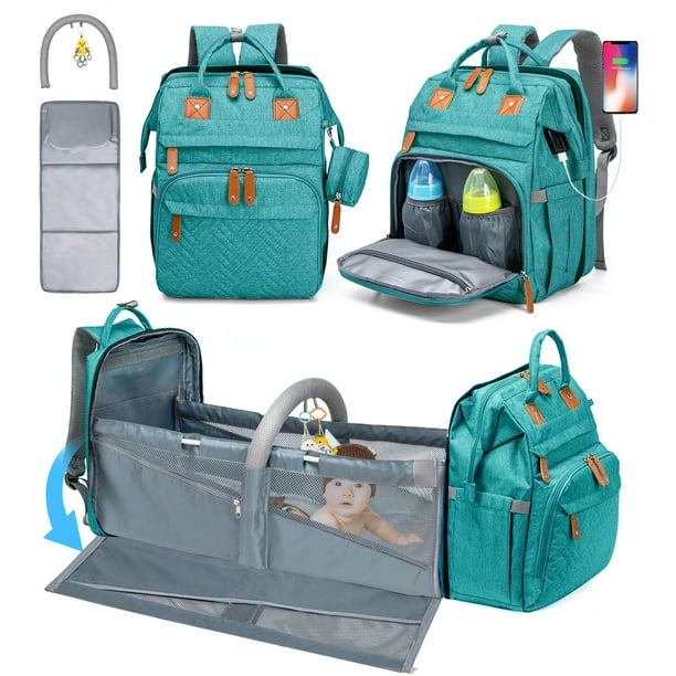 KABAQOO Blue Baby Diaper Bag Backpack Newborn Registry Search Baby