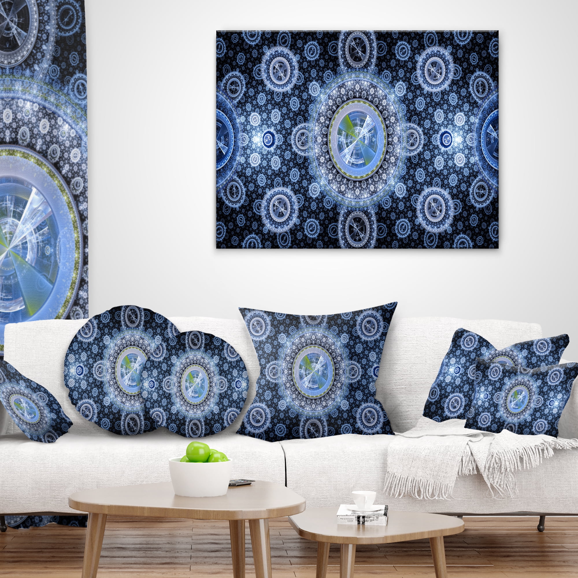Designart Clear Blue Psychedelic Relaxing Art - Abstract Throw Pillow - 12x20