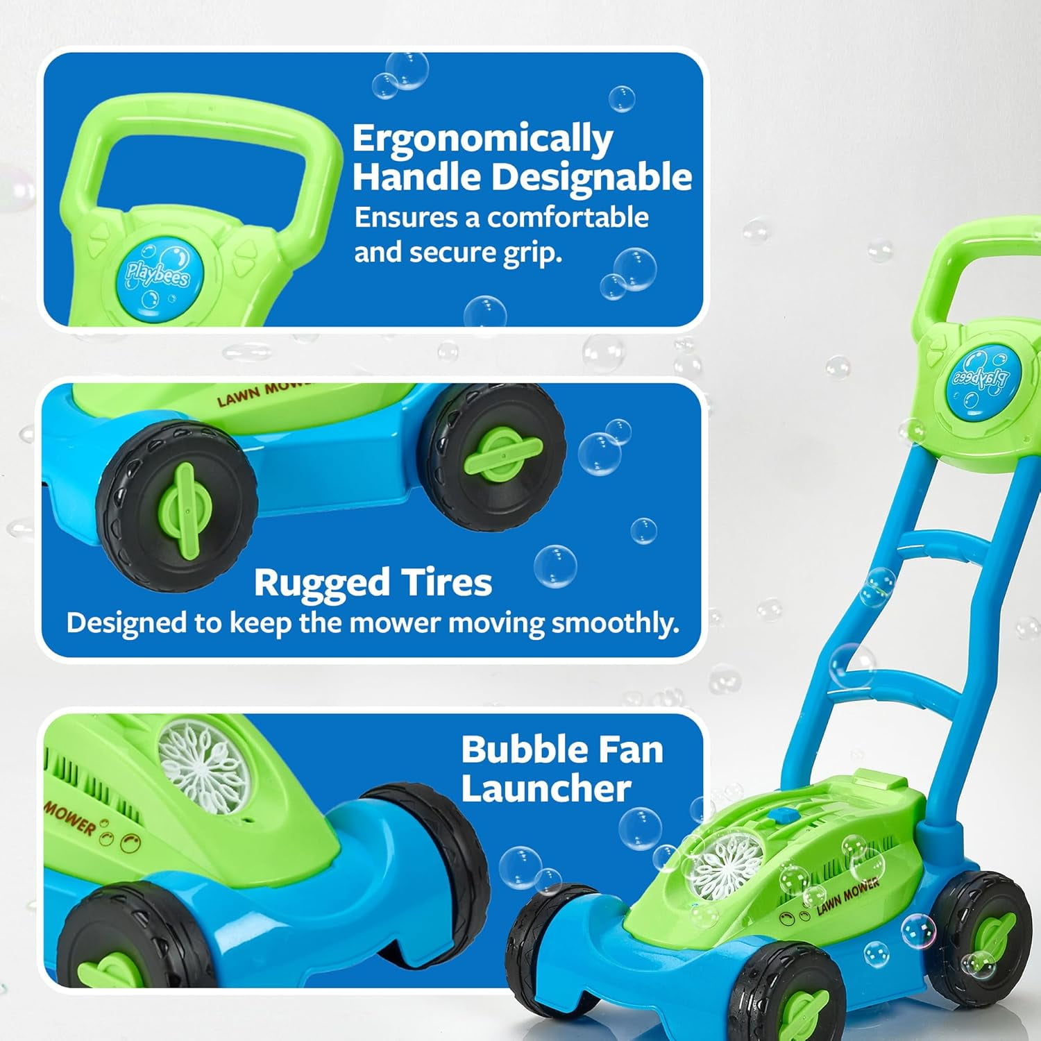 Bubble Lawn Mower Kids Bubble Blowing Machine Indoor Outdoor Push Gardening Toys Birthday Gifts for Preschool Toddlers Boys Kids Age 1 2 3 4 5 - Sunny Days Summer Entertainment