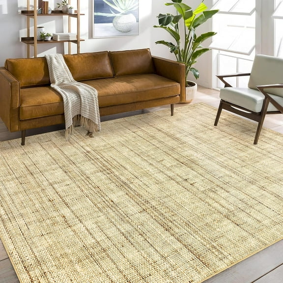 Washable Area Rugs 6x9 for Living Room Soft Modern Abstract Low Pile Floor Carpet for Bedroom Dining Room Home Office, Non-Shedding(Khaki)