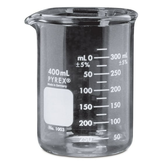 Pyrex Glass Griffin Beaker, Low Form, Heavy Duty, 400 Ml