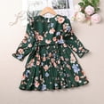 thumbnail image 4 of Esaierrr Baby Kids Girls Large Flowers Pressed Pleats Princess Dress 2-6Y Lace Dress Long Sleeves Casual Dress Lace-Up Princess Dress, 4 of 7