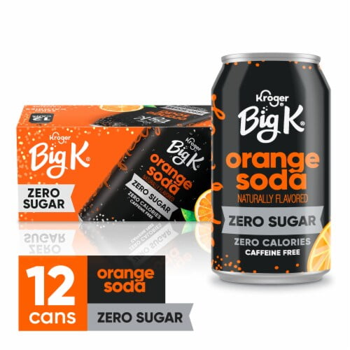 Big K Orange Zero Sugar Caffeine Free Soda Cans 12 pk / 12 fl oz