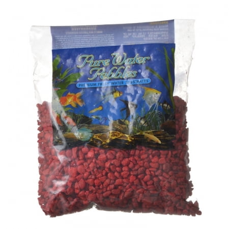 Pure Water Pebbles Aquarium Gravel Currant Red - 2 lbs - (Grain Size 3.1-6.33 (Best Water For Fish Tank)