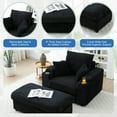 thumbnail image 3 of Aukfa Oversized Chaise Lounge Indoor Chair with 2 Cupholders, Storage Ottoman, 3 Pillows, Black, 3 of 9