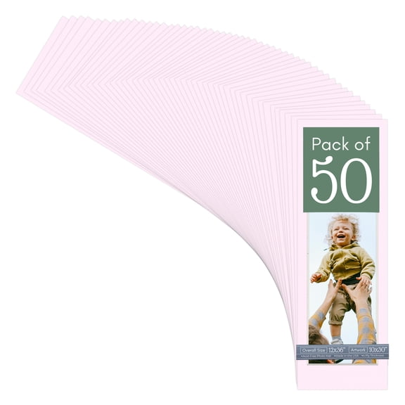 Hollyhock Pink Picture Frame Mat for 12x36 Frames - Fits 10x30 Photos - 50 Mats