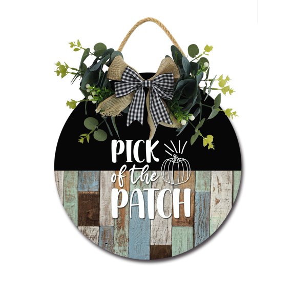 But First Pumpkin Spice Latte Sign Front Door Porch Decorations, Round Rustic Wood Hanging Sign for Farmhouse Porch Outdoor Home Holiday Front Door Sign Decor