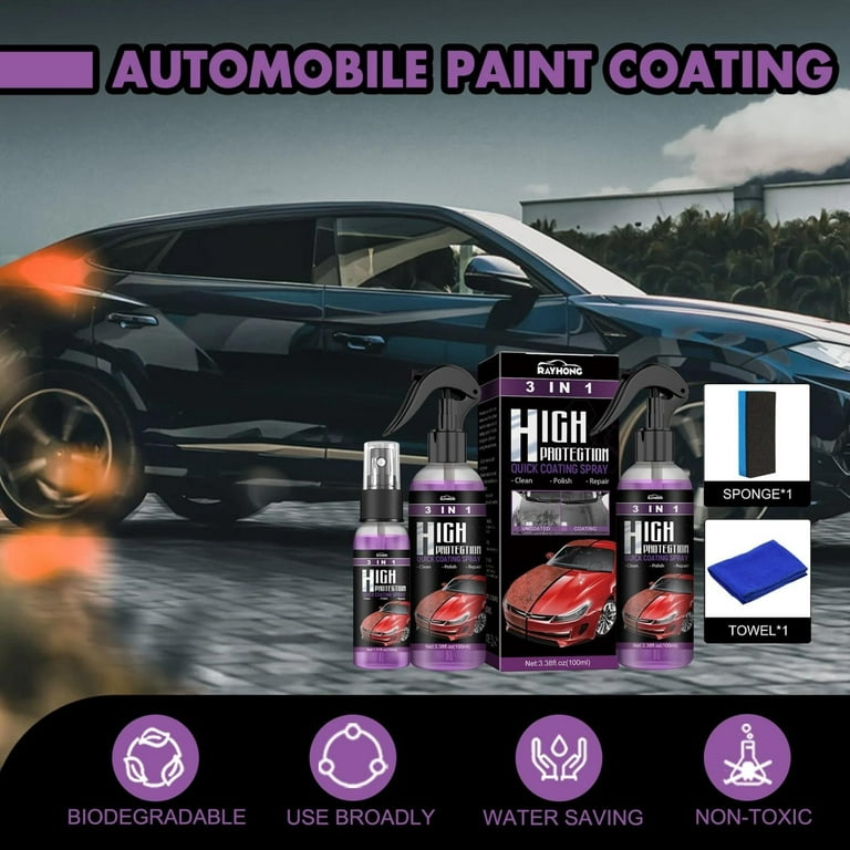 Multi-functional Coating Renewal Agent, Car Coating Agent Spray, 3 in 1  High Protection Quick Car Coating Spray, Plastic Parts Refurbish Agent(3  sets) 