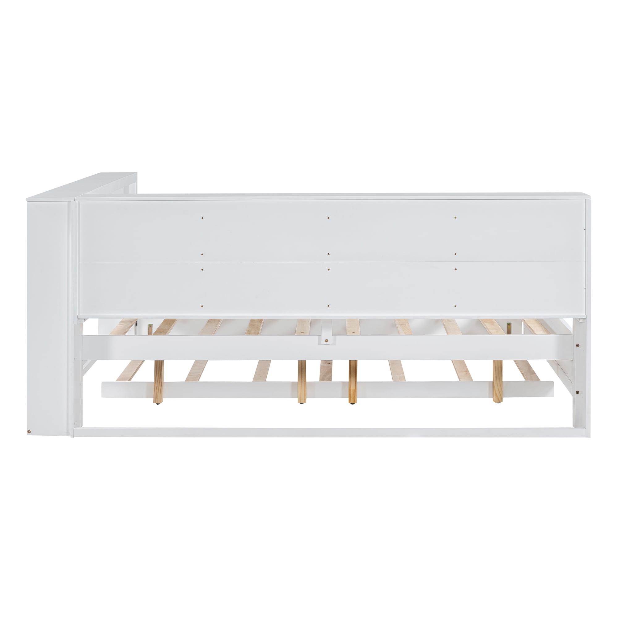 Mintazer Modern Full Daybed Frame with Twin Trundle, USB Charging Station, and Storage for Bedroom, White