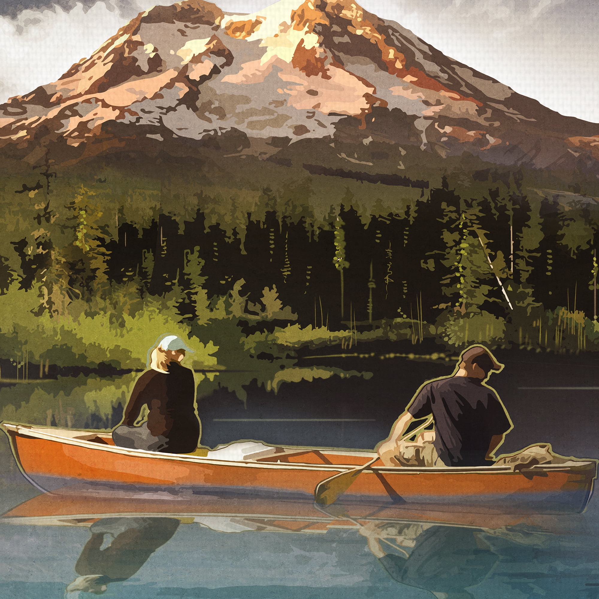 Mount Rainier by Old Red Truck Canvas Art