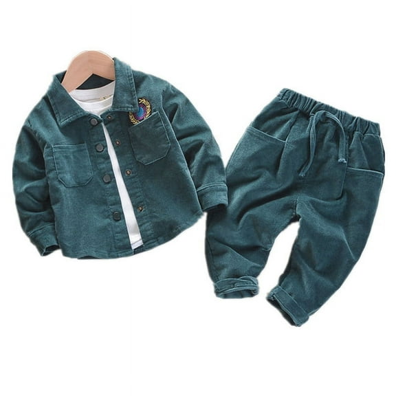 Spring and autumn new baby suit boy's corduroy top casual pants two-piece children's outdoor clothes