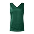 thumbnail image 6 of AKEGAMN Women's Silk Satin V-Neck Sleeveless Camisole Blouse, Green S-XXL, 6 of 8