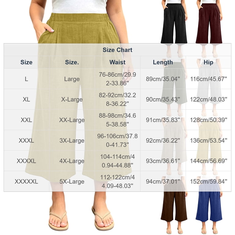 TEAJOPSUU Plus Size Cropped Wide Leg Pants for Women Elastic High