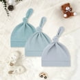 thumbnail image 2 of Splozh Baby Bonnet 3 Pack Baby Newborn Hats Set Knot Beanie Hats Soft for Infant Baby Girls Boys Caps,Light Green,0-6 Months, 2 of 4