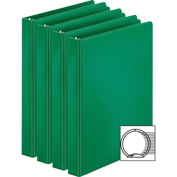Business Source, BSN28556BD, Basic Round Ring Binders, 4 / Bundle, Green