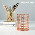 thumbnail image 2 of IKemiter Simple Or Fer Forgé Rond Creux Porte-Stylo Multifonctions Bureau Papeterie Tube de Stockage, 2 of 6