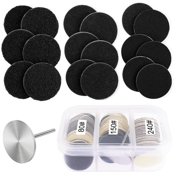 Rolybag Sanding Paper Discs With Metal Nail Drill Bit Foot Sandpaper Discs 25Mm Foot File Sandpaper Discs For Manicure Pedicure #80#150#240 Fine Boxed