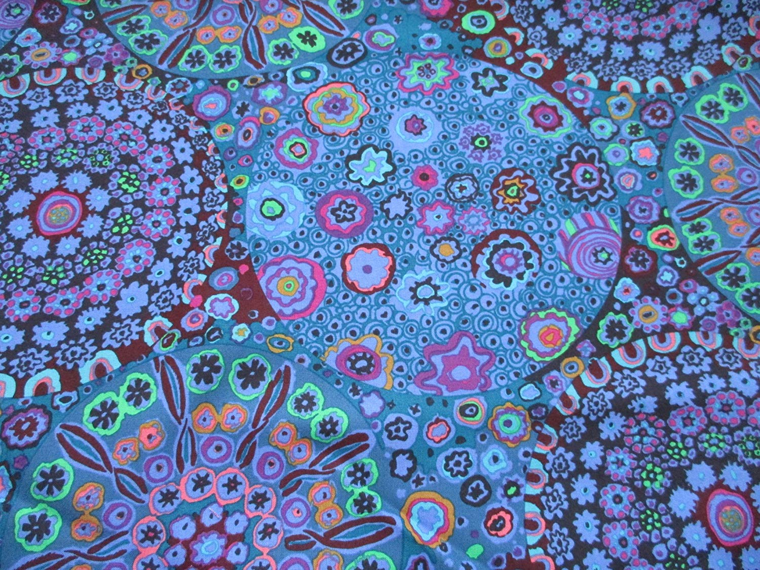 Kaffe Fassett Millefiore BlueCotton Fabric by, This fabric is sold by