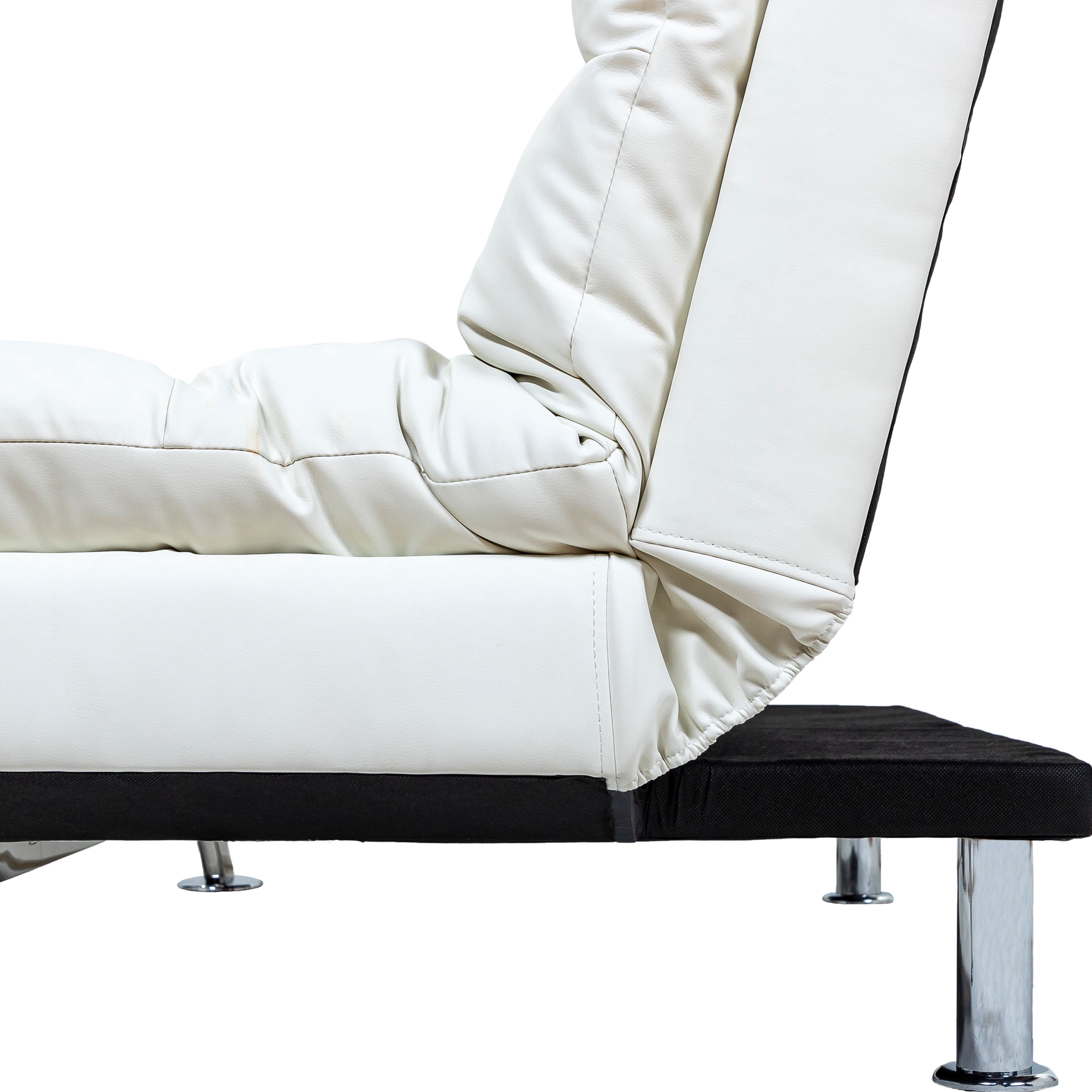 Furniture of America Contemporary Faux Leather Filia Futon Sofa, White