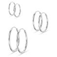 thumbnail image 4 of LeCalla Hypoallergenic Sterling Silver Hoop Earrings Set, 3 Pairs Small Medium Round Hoops, 16MM 24MM 30MM, 4 of 6