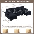 thumbnail image 4 of 111.8'' U-shaped Velvet Upholstered Sofa, Living Room Modular Combination Cloud Sofa，Black, 4 of 7