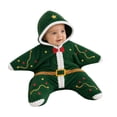 thumbnail image 2 of ZHANGDER Baby Starfish Onesie, Christmas Holiday Romper Cute Santa Graphic Fleece Jumpsuit Soft, 2 of 9