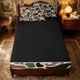 thumbnail image 4 of Erosebridal Retro Green Camo Zipper Full Size Comforter Sets with Fitted Sheet and 2 Pillowcases for Boys Men, Woodland Animal Wildlife Zipper Bedding Set, Black Reversible, 4-Piece, 4 of 7