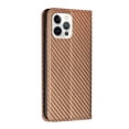 thumbnail image 3 of SaniMore for iPhone 14 Pro Wallet Case, Wrist Strap Magnetic Clasp, Card Slots Carbon Fibre Skin Shockproof TPU Anti-drop Anti-scractch Stand Business Full Protective Shell for iPhone 14 Pro, Brown, 3 of 10