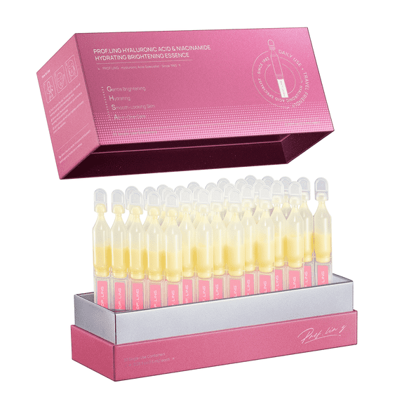 PROF.LING Hyaluronic Acid Niacinamide Vitamin C Serum 30PCS Full Molecular HA Firming Anti-Aging Essence Gentle Soothing Repair Serum for Dry Sensitive Skin Relieves Redness & Dry Lines