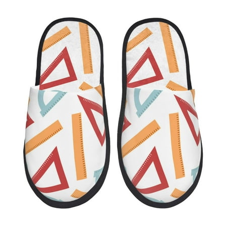 

House Slippers for Women Men - colorful Math ruler Print Warm Non-slip Mens Womens Slippers Cozy Slip-on House Shoes Bedroom Outdoor Indoor Slippers for Men