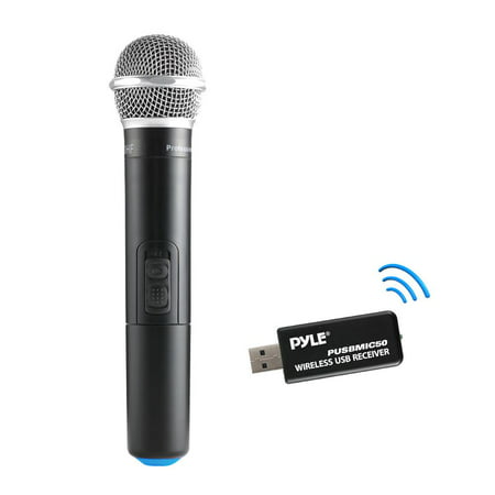 PYLE PUSBMIC50 - Wireless Microphone & USB Receiver, Handheld Dynamic UHF Mic